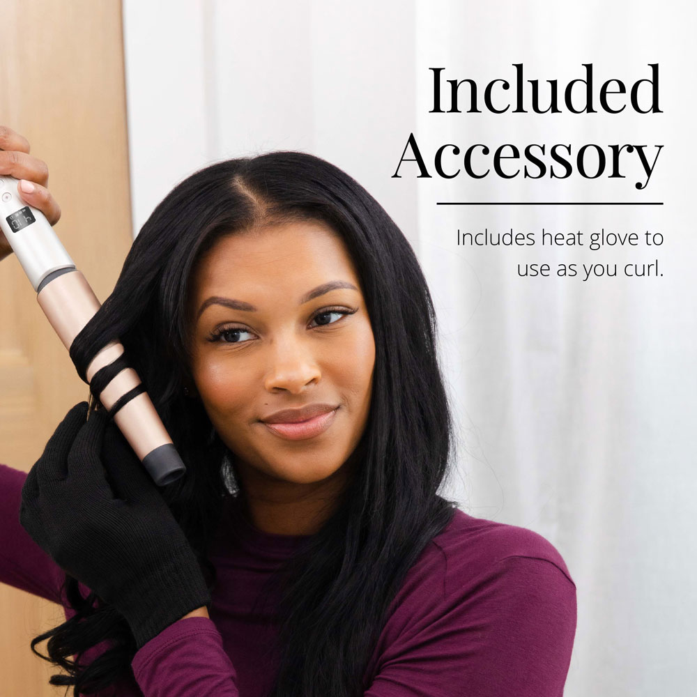 SHINE THERAPY Argan Oil Keratin Infused 1 1 Inch Tapered Curling Wand for Tousled Waves includes heat glove